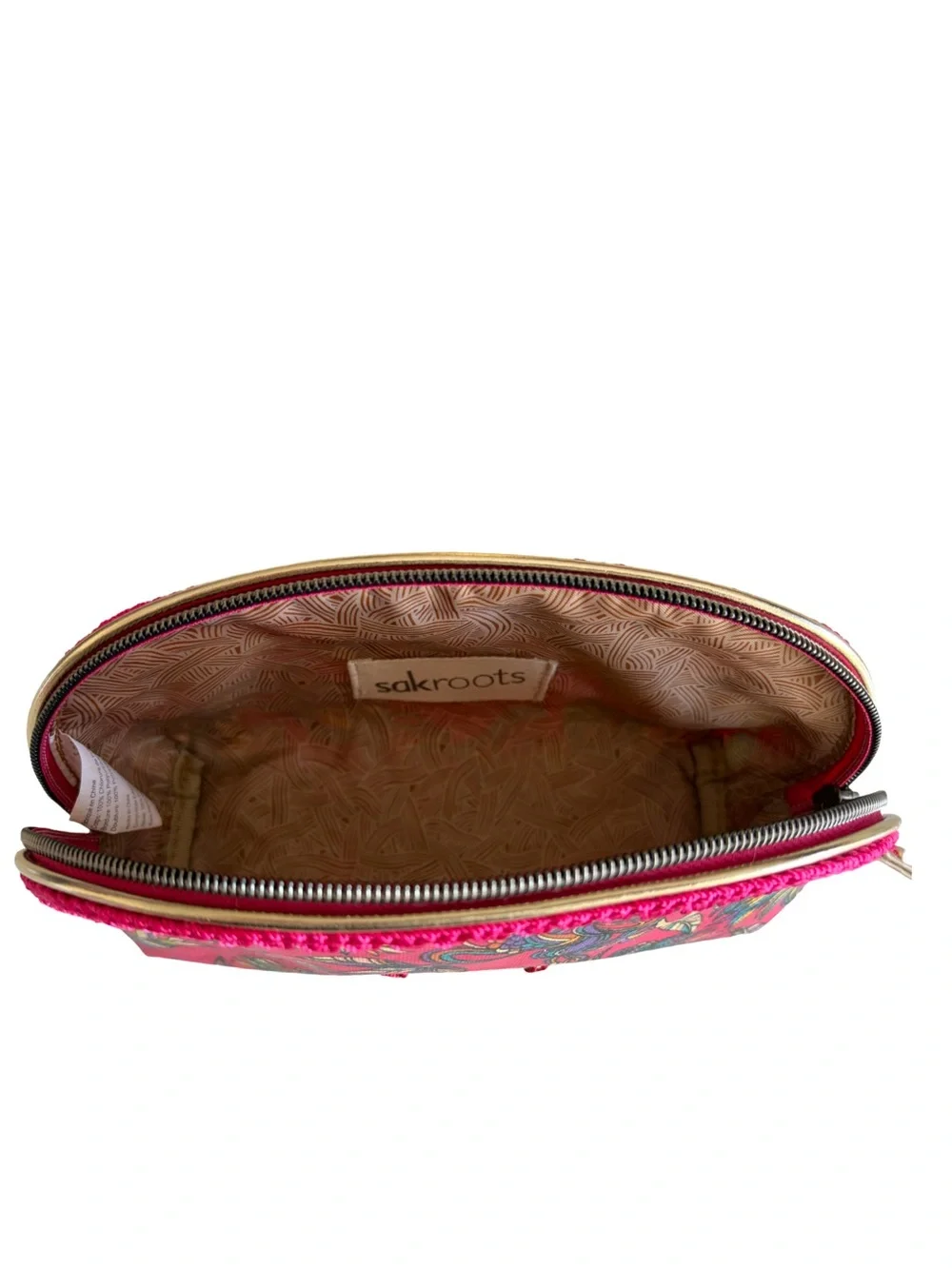 NWT Sakroots Pink Floral Cosmetic Pouch Boho Makeup Bag Travel Case
